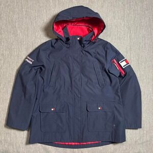 Tommy Hilfiger navy blue 3-in-1 jacket with hood and fleece lining. - XL